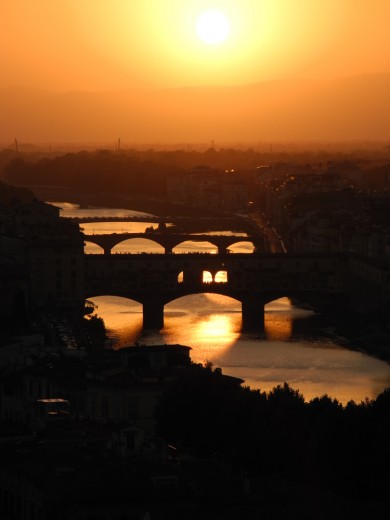 Sunset above the Arno River in Florence