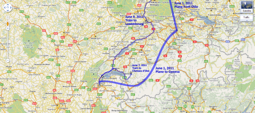 Map of our voyage through Switzerland Map of our voyage through Switzerland