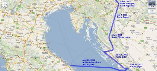 Our route through Croatia