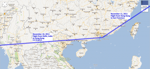 Our route to/from Hong Kong