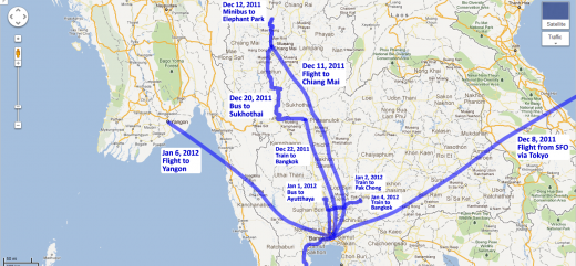 Our route through the northern parts of Thailand