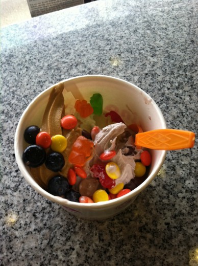 One of the perks of going home: fro yo, with the works.